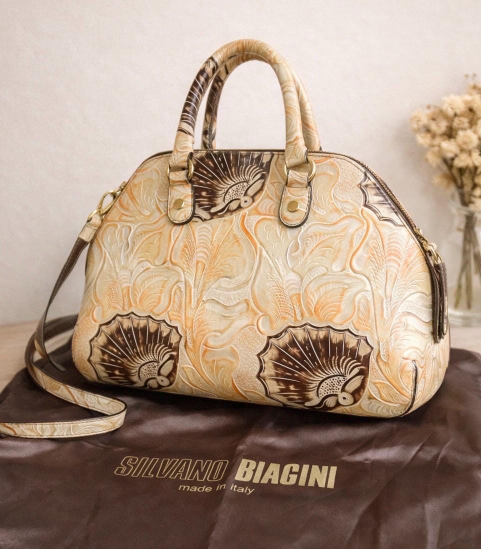 イタリーSILVANO BIAGINI ショルダーバッグ SILVANO BIAGINI ITALY Vintage Blue leather handbag Gold hardware