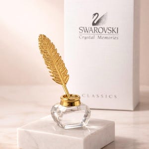 Swarovski Crystal Memories Tintenfass-Federkiel, vergoldet, 189195 – Vintage 90er Jahre
