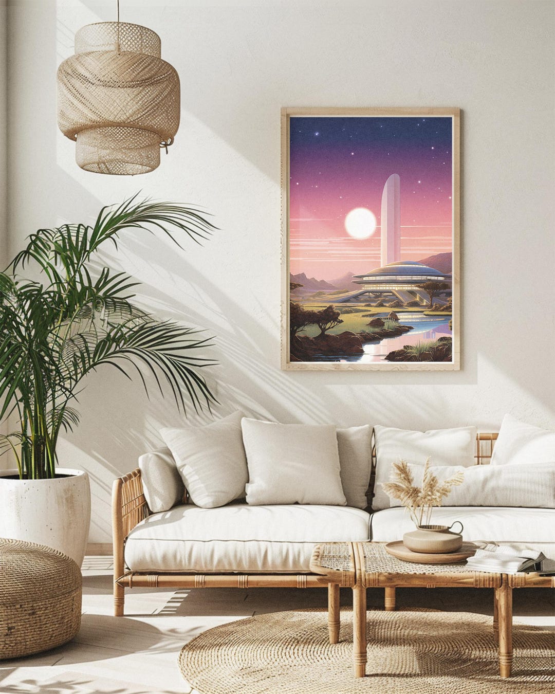 Futuristic Spire Print Digital Wall Art Retro Sci Fi Dome Architecture ...