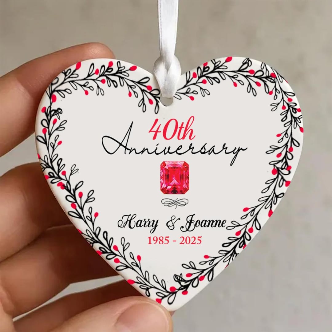 Personalized 40th Wedding Anniversary Glass Ornament, Ruby Anniversary — free download
