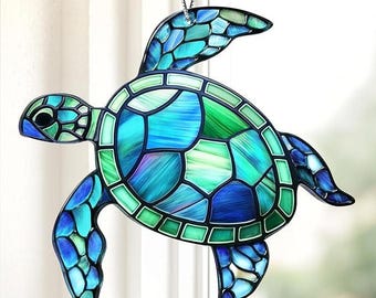 Attrape-soleil Tortue De Mer En Acrylique – Décoration Murale Colorée Avec Carte D’histoire, Idéal Pour Ambiance Côtière - 6