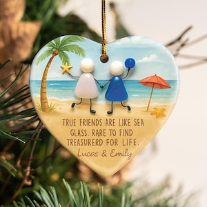 2D Seeglas Freundschaft Ornament, Bester Freund Ornament, Zeitloses Freundschaft Andenken Besties Weihnachtsgeschenk Bester Freund Geschenke