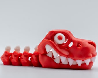 Flexi T-Rex Keychain - 3D Printed Dinosaur - Fidget Toy Keyring - Dino Gift