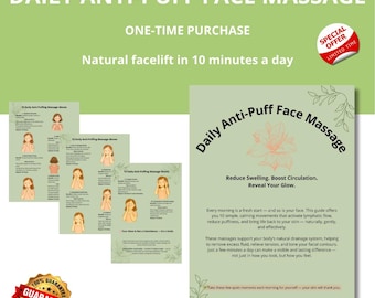 Printable Anti-Puff Face Massage Guide: Lymphatic Drainage steps ( PDF ), Faceyoga