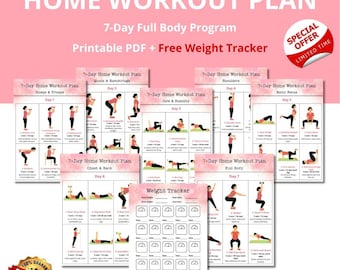 7-Day Home Workout Plan PDF | Dumbbell Bodyweight Fitness (Digital Exercise Program)