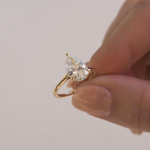 2.30 CT Pear Cut Solitaire Moissanite Ring, 18K Solid Yellow Gold Engagement Ring, Anniversary Ring For Her, Pear Cut Danity Moissanite Ring