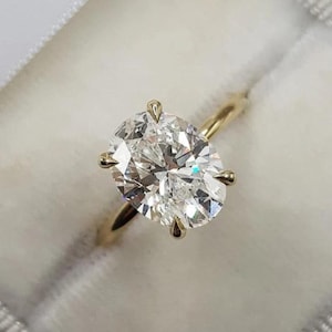 1.80 CT Oval Cut Moissanite Ring, 14K Yellow Gold Engagement Ring,Oval Cut Solitaire Diamond Ring, Proposal Ring, Anniversary Ring For Gift.