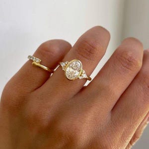 1.80 CT Oval Cut Moissanite Engagement Ring, Bezel Set Moissanite Ring, 14K Yellow Gold Ring, Promise Ring For Her, Anniversary Gift Ring.