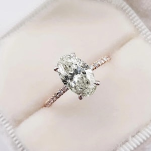 3.0 CT Oval Cut Moissanite Ring, 14K Yellow Gold Engagement Ring, Hidden Halo Ring, Promise Ring, Bridal Ring, Anniversary Gift Ring For Her