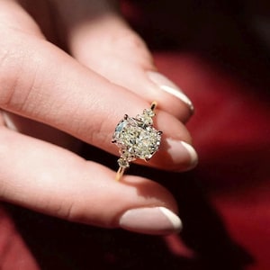 2.50 CT Elongated Cushion Cut Moissanite Ring, 14K Gold Engagement Ring, Cushion Cut Diamond Ring, Promise Ring, Anniversary Gift For Her.
