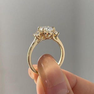 2 CT Oval Cut Moissanite Diamond Engagement Ring, Oval Cut Three Stone Ring, 14K Solid Yellow Gold Ring, Promise Ring, Anniversary Gift Ring