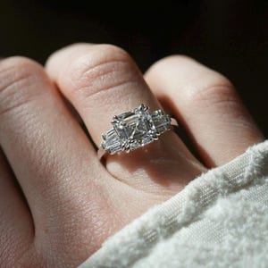 3.0 CT Asscher Cut Moissanite Engagement Ring, 14K Solid White Gold Wedding Ring, Asscher Cut Diamond Ring, Anniversary Ring, Gift For Love.