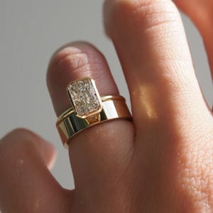 Bezel Set 2 CT Radiant Cut Moissanite Engagement Ring, 14K Solid Yellow Gold Ring, Promise Bridal Ring, Solitaire Diamond Ring, Ring For Her