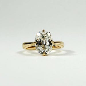 3 CT Old Mine Cushion Cut Moissanite Engagement Ring: 14K Yellow Gold Solitaire