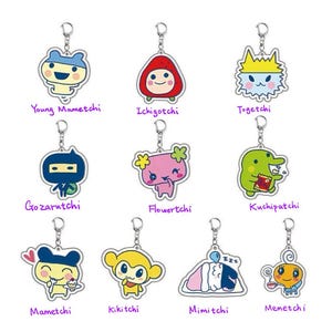Tamagotchi Acrylic Keychain – Mametchi Mimitchi Kikitchi Kuchipatchi Togetchi – Cute Retro Game Accessory, Bag Charm, Kawaii 90s Gift Couple