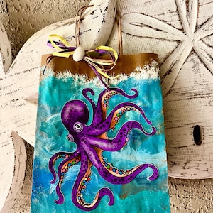 Octopus and Jellyfish-Hand painted, Handcrafted Gift Bag