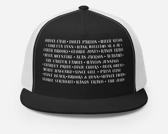 Retro Printed Country Music Trucker Hat, Festival or Concert Accessory, Gift for Music Lovers, Mens Womens Hat, Embroidered Fashion Cap