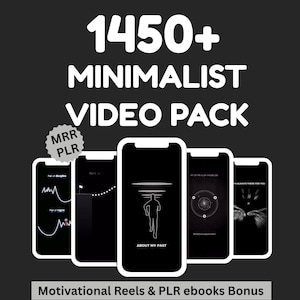 1450+ Minimalistiska Motivationsrullar Bundle | Animerat Videoinnehåll | MRR/PLR | Digital Nedladdning för Ruller|TikTok|Shorts