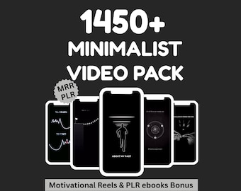 Bundel met 1450+ minimalistische motivatiehaspels | Animatievideo-inhoud | MRR/PLR | Digitale download voor haspels|TikTok|Shorts