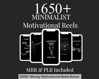 Bundel met 1650+ minimalistische motivatiehaspels | Animatievideo-inhoud | MRR/PLR | Digitale download voor haspels|TikTok|Shorts
