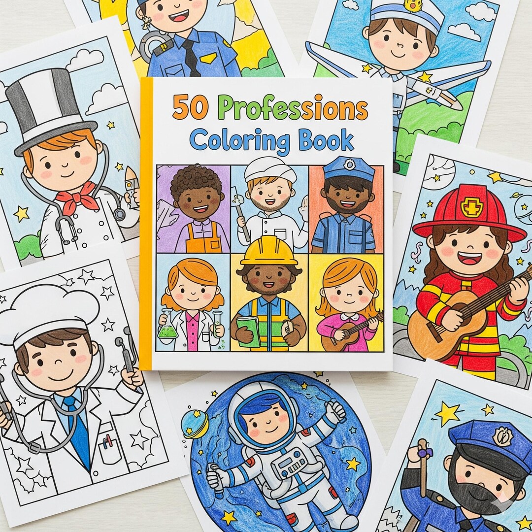 Community Helpers Coloring Pages: 50 Professions, Printable PDF (A4 ...