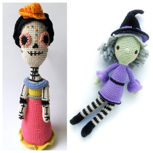 Diega la Catrina, muñeca de día de muertos y Diega la bruja - Patrón de ganchillo/amigurumi