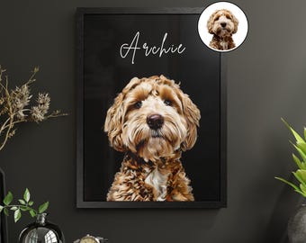 Custom Pet Portrait From Photo, Pet Art Dog Portrait, Pet Memorial Dog Drawing Gift For Dog Owner, Pet Loss Wall Art Gift For Cat Owner