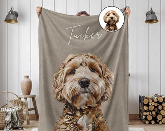 Custom Pet Blanket Using Pet Photo, Custom Dog Portrait Blanket, Personalized Dog Blankets, Cat Picture Blanket, Pet Photo Dog Dad Gift Mom