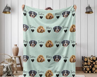 Custom Pet Blanket Using Pet Photo, Custom Dog Portrait Blanket, Personalized Dog Blankets, Cat Picture Blanket, Pet Photo Dog Dad Gift Mom