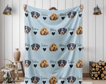 Custom Pet Blanket Using Pet Photo, Custom Dog Portrait Blanket, Personalized Dog Blankets, Cat Picture Blanket, Pet Photo Dog Dad Gift Mom