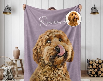 Custom Pet Blanket Using Pet Photo, Custom Dog Portrait Blanket, Personalized Dog Blankets, Cat Picture Blanket, Pet Photo Dog Dad Gift Mom