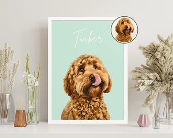 Custom Pet Portrait From Photo, Pet Art Dog Portrait, Pet Memorial Dog Drawing Gift For Dog Owner, Pet Loss Wall Art Gift For Cat Owner