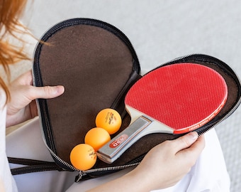 Personalized Leather Table Tennis Paddle Case, Custom Ping Pong Racket Cover, Leather Paddle Holder, Engraved Table Tennis Bag, Player Gift
