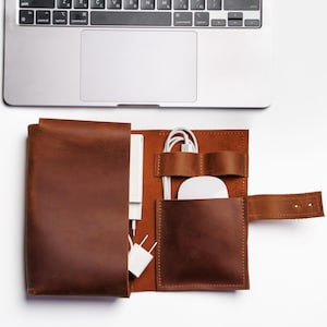 Leather charge case, Leather cord case, Travel cable organizer, Leather travel tech organizer, Travel cord organizer, Leather cable holder