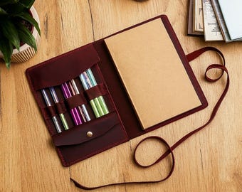 Funda de cuero para cuaderno de bocetos, Funda personalizada para cuaderno de bocetos, Cuaderno de bocetos A5 recargable, Funda de cuero para diario, Diario de arte de viaje, Cuaderno de bocetos A4