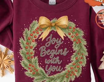 Comfort Colors Christian Christmas Sweatshirt, Jesus Christmas Sweatshirt, Gift For Women, Joy Sweater, Coquette Christmas Sweatshirt