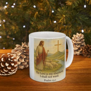 Taza de Jesús el Buen Pastor: Taza de café cristiana inspiradora