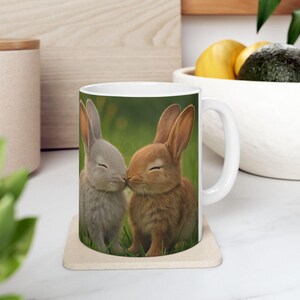 Adorable Bunny Ceramic Mug, Cute Rabbit Coffee Cup for Animal Lovers, Perfect Gift for Easter, Birthdays, or Any Occasion, 11oz & 15oz