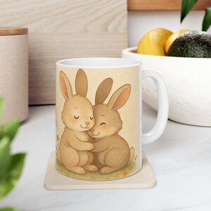 Adorable Bunny Ceramic Mug for Cozy Coffee Moments, Cute Animal Gift, Easter Mug, Animal Lovers, Kitchen Decor
