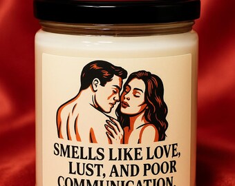 Zabawna romantyczna świeca sojowa: pachnie miłością, pożądaniem i słabą komunikacją