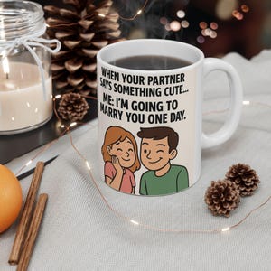 Cute Couples Ceramic Mug - Love Gifts for Engagement, Anniversaries, Valentine&#39;s Day, Fun Home Decor, Coffee Lovers