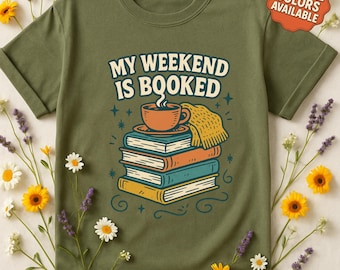 Koszulka „Mój weekend jest zajęty” – koszulka Retro Book Lover Comfort Colors