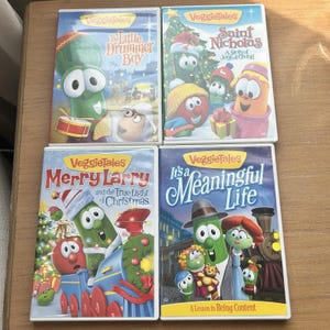 Lot of 4 VeggieTales Veggie Tales DVDs Christmas Bible Christian Kids Holiday