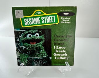 Sesame Street Oscar el Gruñón Canta "Me encanta la basura" Disco de 45 RPM CTW 99032 1976