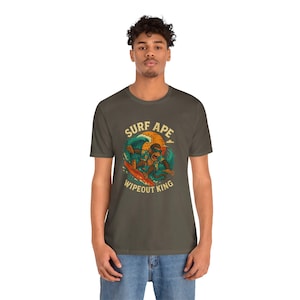 Surf Ape Wipeout King Tee, Surfing Shirt, Big Wave Beach T-Shirt, Ocean Surfer Gift, Summer Surf Apparel