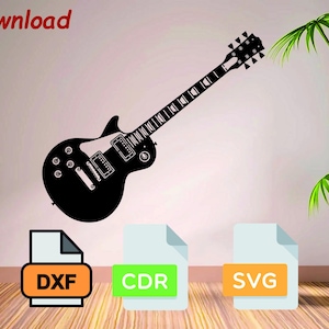 Electric Guitar Laser Cut File | Les Paul Style Svg Cdr DXF AI Template for Wall Art, CNC & Engraving Projects