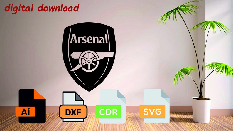 Buy Arsenal Logo SVG DXF CDR Ai, Vector Cut File for Laser Cutting ...