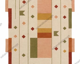 Aurora Hand Tufted Wool Rug – Modern Geometric Area Rug, Handmade Contemporary Carpet