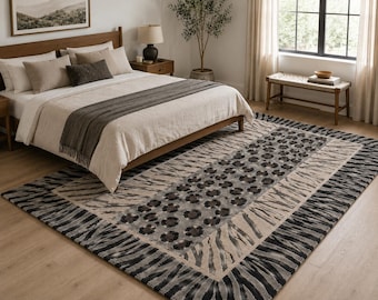 Hand Tufted Animal Print Rug – Modern Zebra & Leopard Area Rug