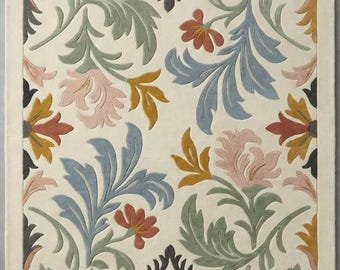 Hand Tufted Floral Rug, Botanical Area Rug, Traditional Decorative Rug